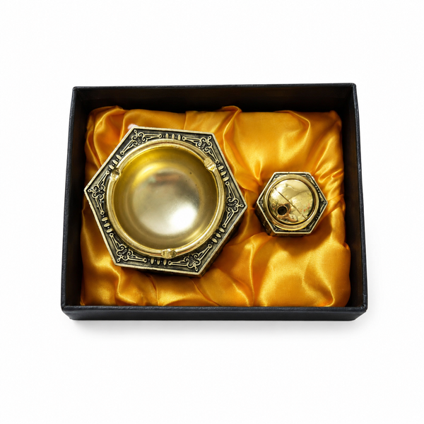 Подарочный набор Ashtray XL-0414 2в1 Восточная Роскошь &mdash; металлическая пепельница и многоразовая газовая зажигалка 12951 фото