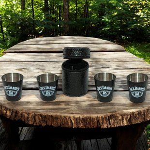 Набір похідних чарок Jack Daniel`s ST3-68 з нержавіючої сталі в чохлі 4 шт по 30мл 10067 фото