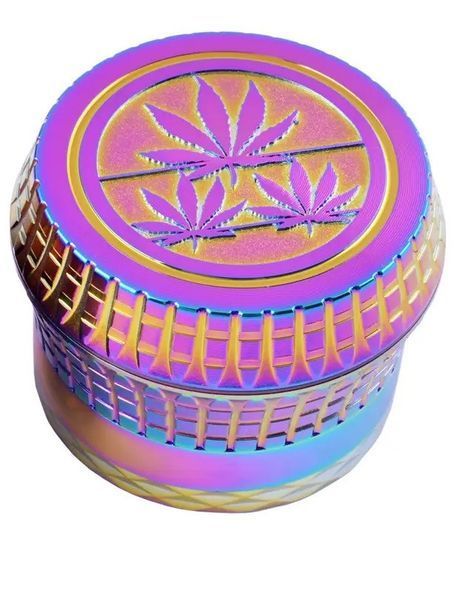 Гриндер для измельчения табака Grinder Three Hemp Leaf Colorfull Ice Sm_G204Colorfull фото