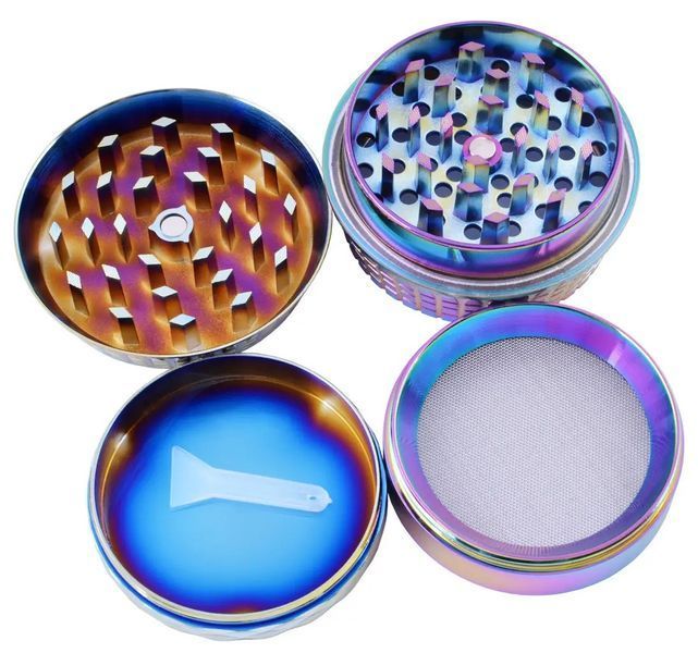Гриндер для измельчения табака Grinder Three Hemp Leaf Colorfull Ice Sm_G204Colorfull фото