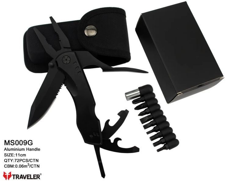 Mультитул Traveler Black Night 8 в 1 набор бит мультифункциональный инструмент в чехле R_MS_009-G фото