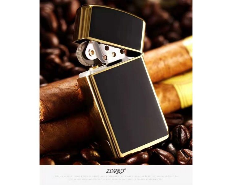 Зажигалка бензиновая ZORRO Slim Black Gold LI_P_285BlackGold фото