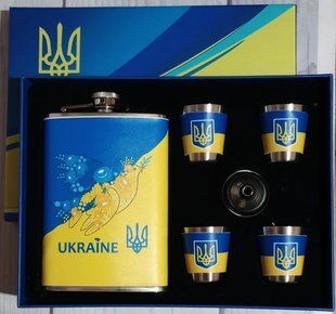 Набір подарунковий Moongrass WKL-075 6в1 Україна UKRAINE Dove фляга 266ml 9OZ/лійка/стопки 4 шт. 06888 фото