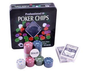Ігровий набір Покер на 100 фішок з номіналом у металевій коробці Poker Chips BG_100T-2 фото
