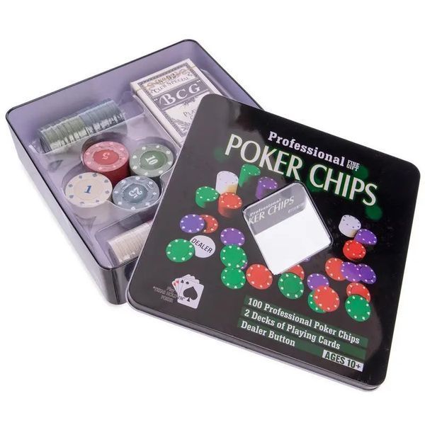 Ігровий набір Покер на 100 фішок з номіналом у металевій коробці Poker Chips BG_100T-2 фото
