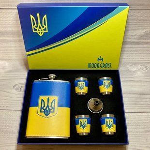 Набір подарунковий Moongrass WKL006 6в1 Герб Україні фляга 266ml 9OZ/лійка/стопки 4 шт. 06885 фото