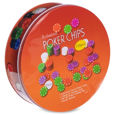 Игровой набор Покер на 240 фишек с номиналом в круглой металлической коробке Poker Set BG_240T фото