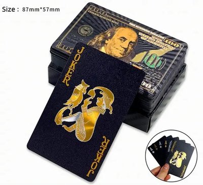 Карти гральні покерні Golden 100 Dollars Black пластикові (54 карти) BG_408-19 фото