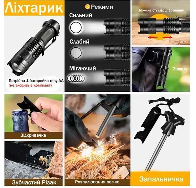 Тактичний туристичний набір 8 в 1 SOS-8 06954 фото