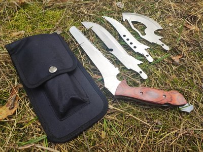 Туристический набор 4 в 1, 4 лезвия (охотничий нож, кинжал, пила, топор) R_X-4 фото