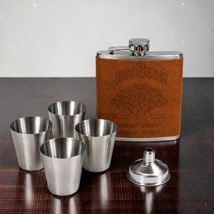Подарунковий набір фляга Jim Beam QK-2-1 Brown 7oz/210 мл з чарками 11847 фото