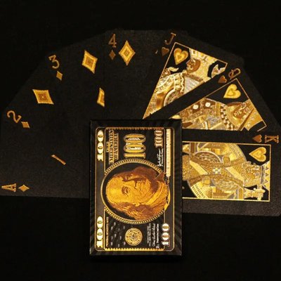Карти гральні покерні Golden Circle 100$ Black пластикові (54 карти) BG_408-17 фото