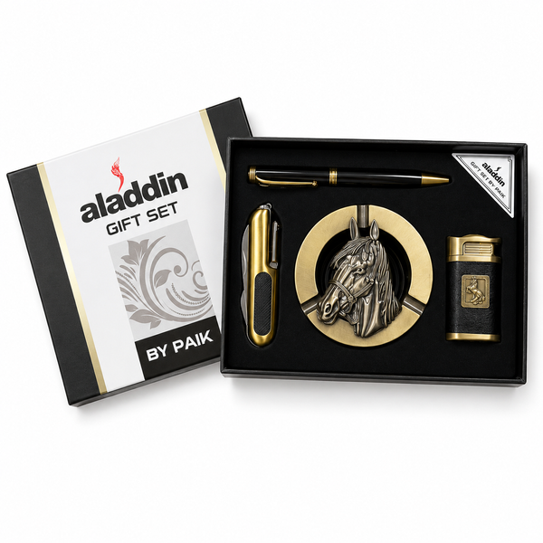 Подарочный набор Aladdin LX046 4в1 Horse Prestige &mdash; зажигалка мультитул ручка и металлическая пепельница copy_12963 фото