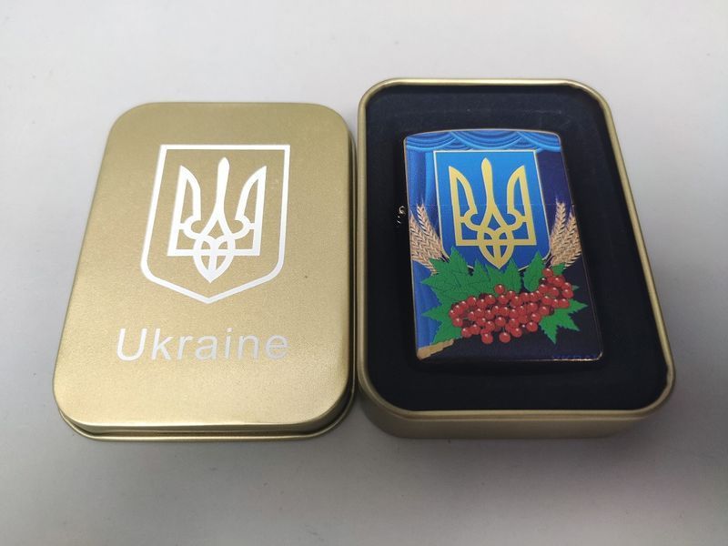 Зажигалка бензиновая Star Lighters Герб України Калина Gold SL_HL326AGold фото