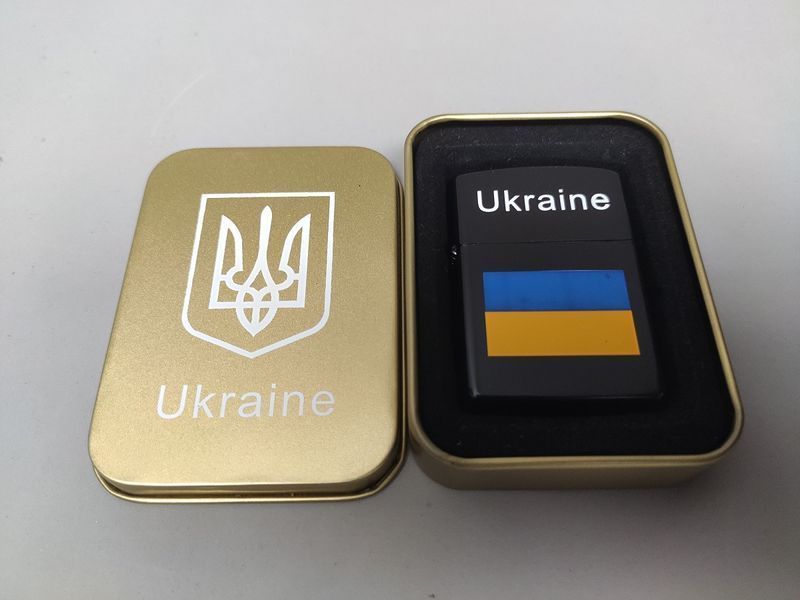 Зажигалка бензиновая Star Lighters Ukraine Прапор України Black SL_HL329BBlackMatt фото