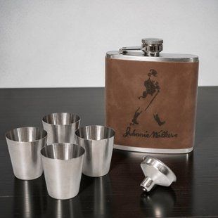 Подарунковий набір фляга Johnnie Walker QK-3-7 Kava 7oz/210 мл з чарками 11831 фото