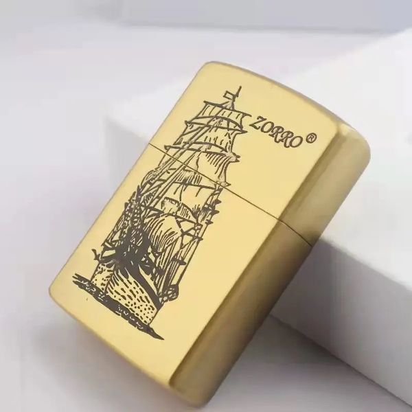 Запальничка бензинова ZORRO Ship Gold LI_P_301Gold фото