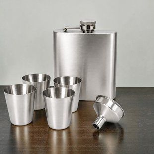 Подарунковий набір з флягою Flachmann QK-4 Silver 7oz/210мл та чарками 30 мл 11846 фото