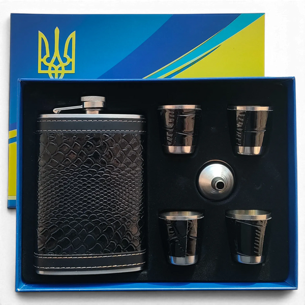 Набір подарунковий 6в1 Moongrass TZ-48 Black фляга лійка чарки 4шт 12253 фото