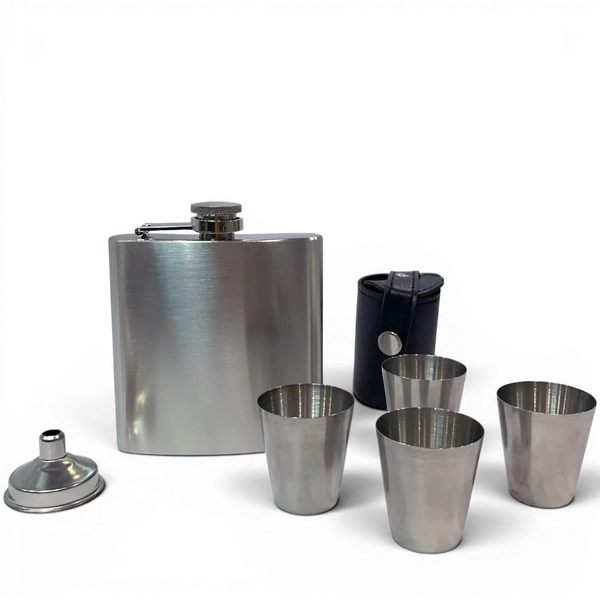 Подарунковий набір з флягою Flachmann QK-4 Silver 7oz/210мл та чарками 30 мл 11846 фото
