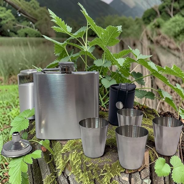 Подарунковий набір з флягою Flachmann QK-4 Silver 7oz/210мл та чарками 30 мл 11846 фото