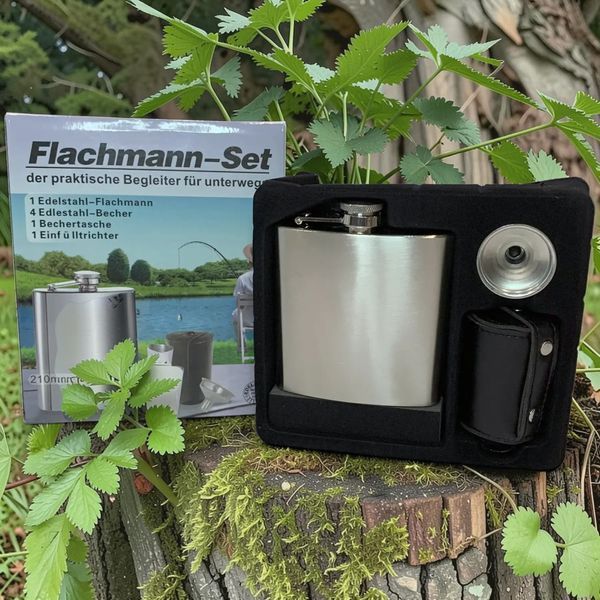 Подарунковий набір з флягою Flachmann QK-4 Silver 7oz/210мл та чарками 30 мл 11846 фото