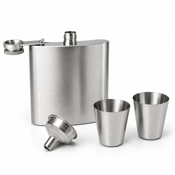 Подарунковий набір з флягою BOX-6 Silver 6oz/177мл та чарками 30 мл 11858 фото