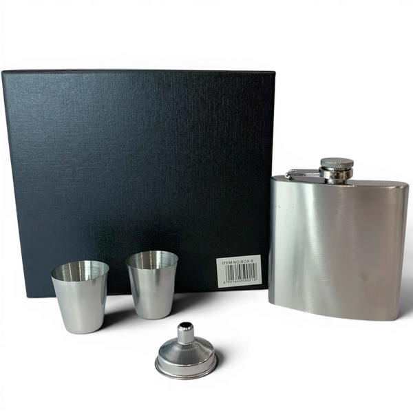 Подарунковий набір з флягою BOX-6 Silver 6oz/177мл та чарками 30 мл 11858 фото
