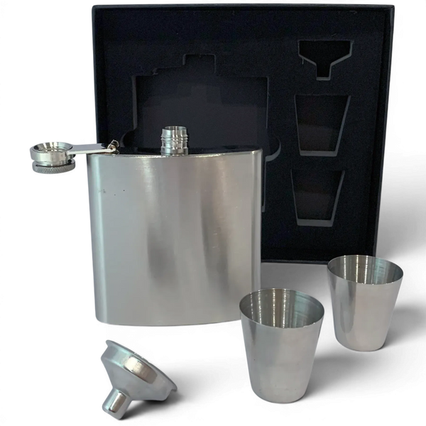 Подарунковий набір з флягою BOX-6 Silver 6oz/177мл та чарками 30 мл 11858 фото